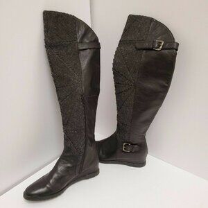 Napoleoni  Leather Hidden Wedge Tall Riding Boots Italy Made Sz 38